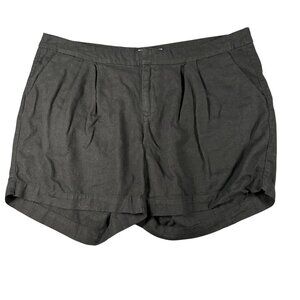 Old Navy Womens 20 Plus Black Linen Blend Zippered Shorts Pockets Mid Rise